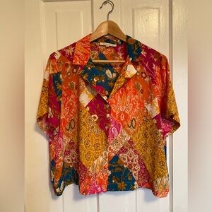 Rose & Olive Multicolor Patchwork Button Down Shirt